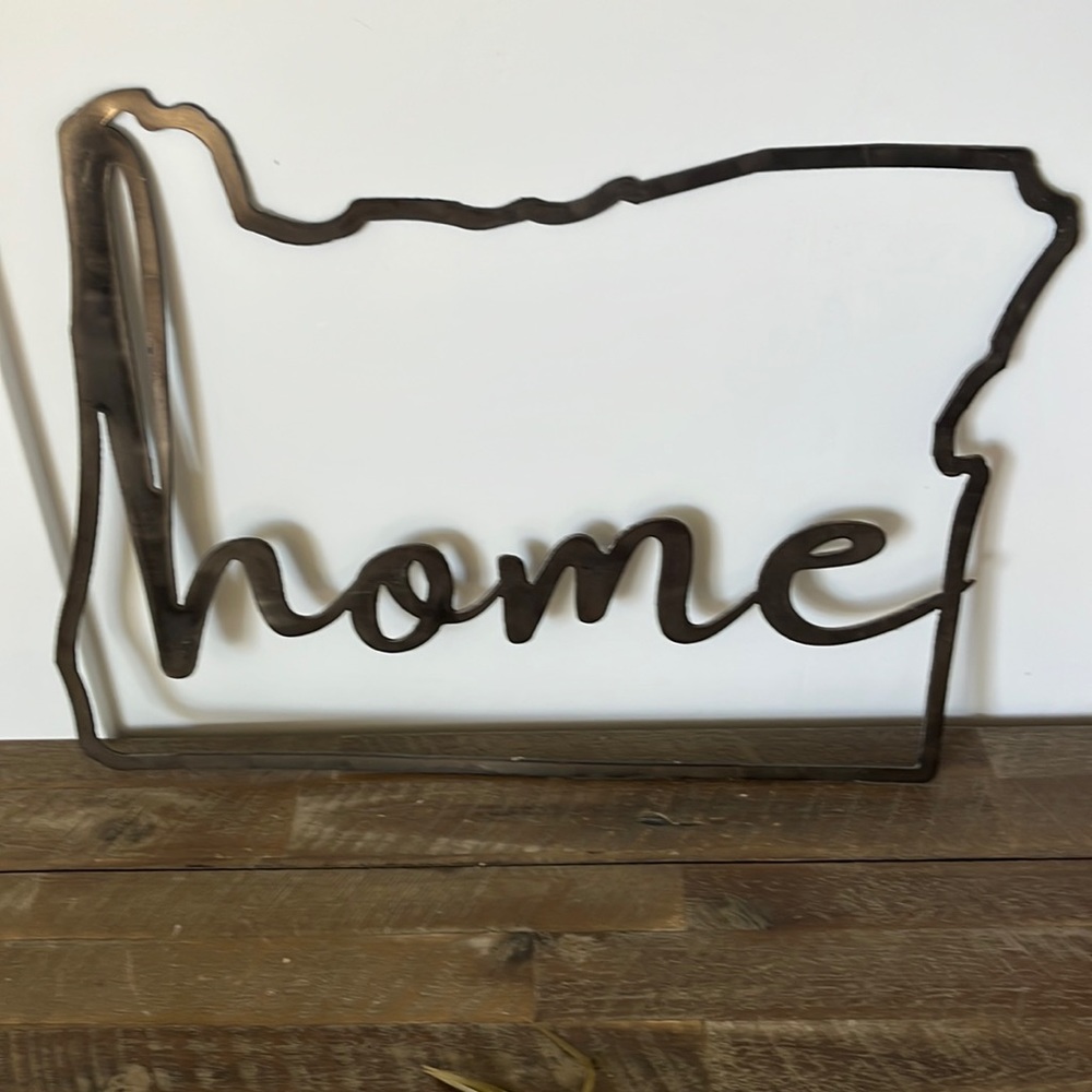 Metal Oregon Home Sign